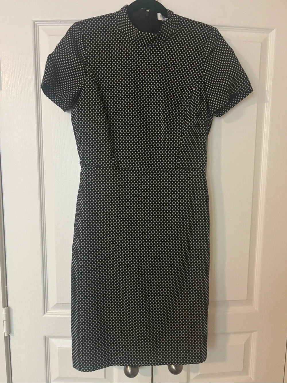 J. Crew Black and White Polka Dot Short Sleeve Sheath Dress
